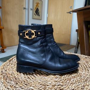 Black leather Booties